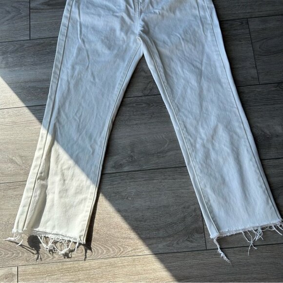 Nasty Gal White Frayed  Hem High Rise Mom Jeans - Picture 6 of 14
